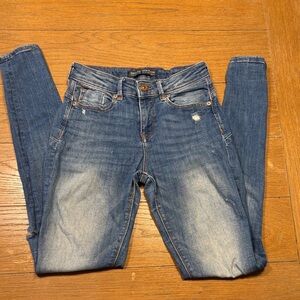 Bershka Blue Distressed Skinny Jeans Size 2